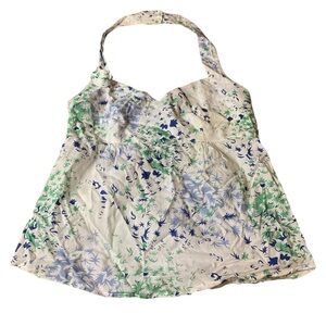 Ice Cube Blue & Green Tropical Floral Halter Top - Size M